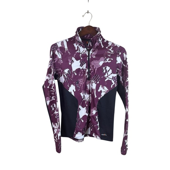 Kerrits Plush Printed Fleece Half Zip Top Medium - Picture 1 of 5